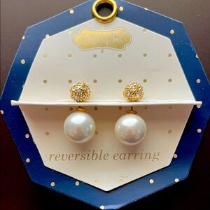 Mud Pie Gold and White Reversible Earrings